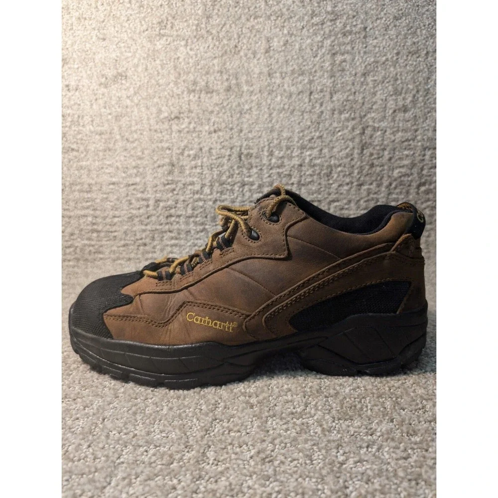 Carhartt Work Boots Mens 9.5 Steel Toe Safety Shoes Brown Leather Vintage